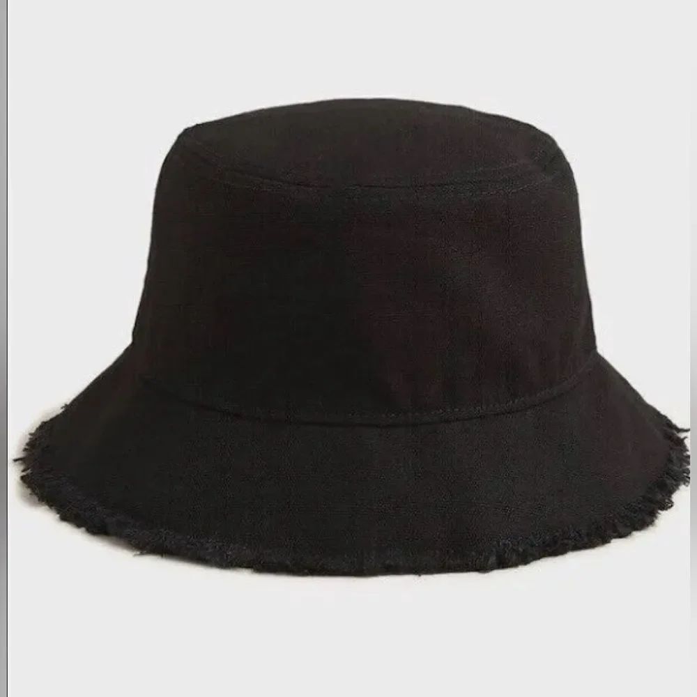 J. Crew Black Canvas Bucket Hat With Frayed Edge Size S/M